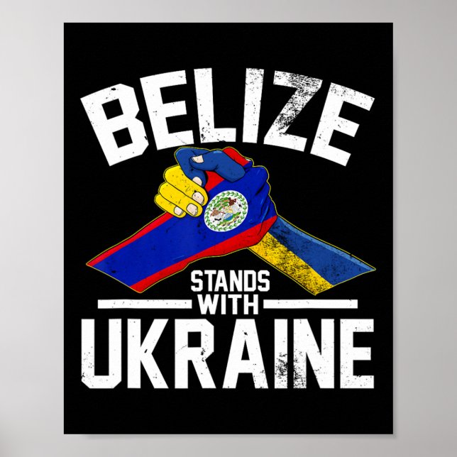Poster Belize Stands With Ukraine Ukrainian Flag Tees  (Frente)