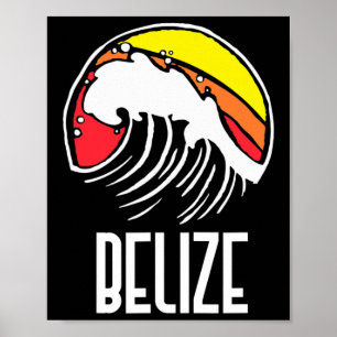 Poster Belize Vintage Anos 80 Retro Surfing Onda Praia Gr