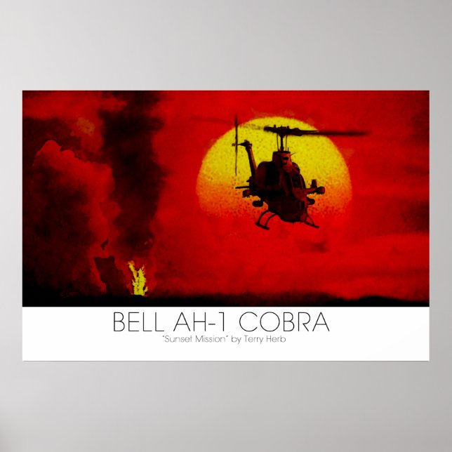 Pôster Bell AH-1 Cobra Attack Helicopter surreal (Frente)
