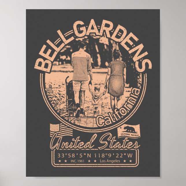 POSTER BELL GARDENS CALIFÓRNIA - PARQUE VETERANS (Frente)