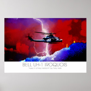 Poster Bell UH-1 Iroquois Huey Lightning Surreal