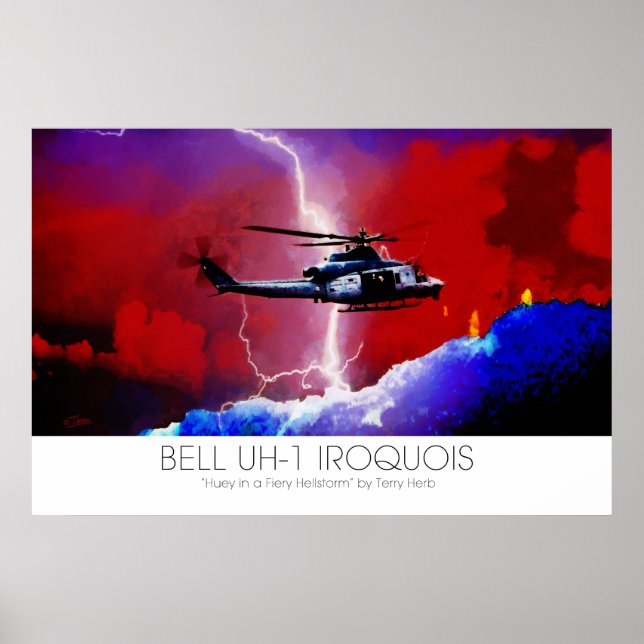 Poster Bell UH-1 Iroquois Huey Lightning Surreal (Frente)