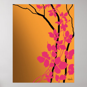 Pôster Bella Cherry Blossoms   tangerina laranja fuchsia