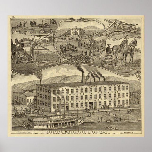 Poster Bellaire Manufacturing Company Bellaire, Ohio (Frente)