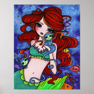 Pôster "Bella's Sea Monkeys" Fairy Mermaid Fantasy Art