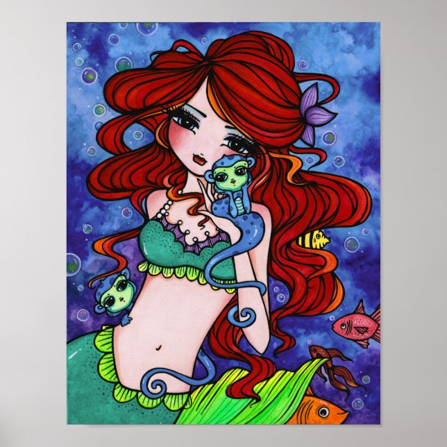 Pôster "Bella's Sea Monkeys" Fairy Mermaid Fantasy Art (Frente)