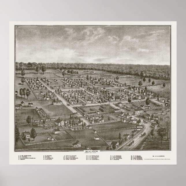 Poster Belle Centre, OH Panoramic Map - 1874 (Frente)
