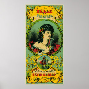 Pôster Belle do tabaco LabelPetersburg de Virgínia, VA