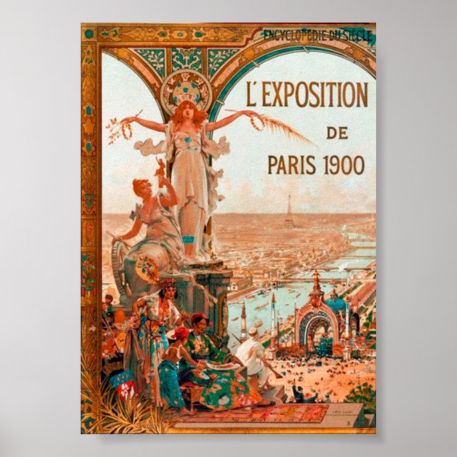 Poster Belle Époque - Paris, 1900 Exposição Universitária (Frente)