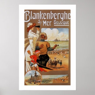 Poster Belle epoque Summer Beach viagem Blankenberge