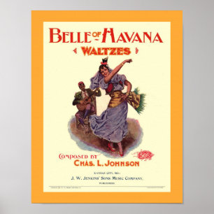 Pôster BELLE idoso da cópia do cobrir da partitura 1899