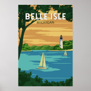 Poster Belle Isle Park Michigan Viagem Vintage Art