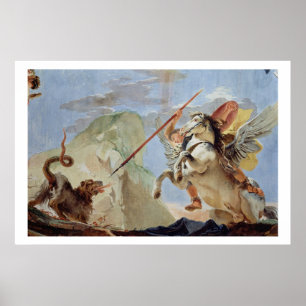 Poster Bellerophon, Pegasus de montada, massacrando o