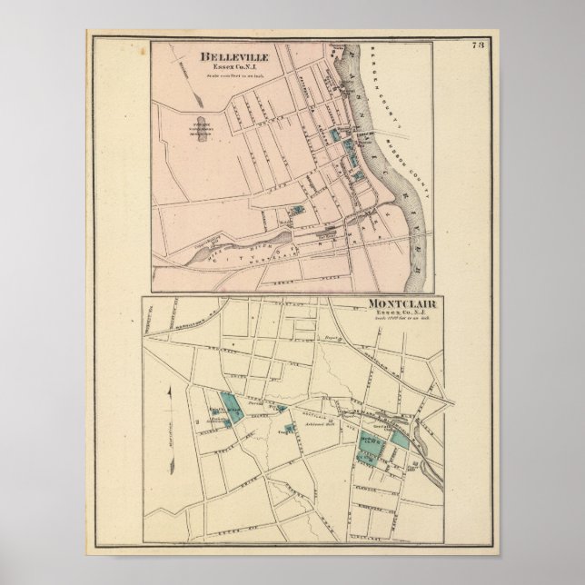 Pôster Belleville, Montclair, NJ (Frente)