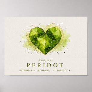 Poster Belo Agosto Peridoto Coração Pedra de Nascimento