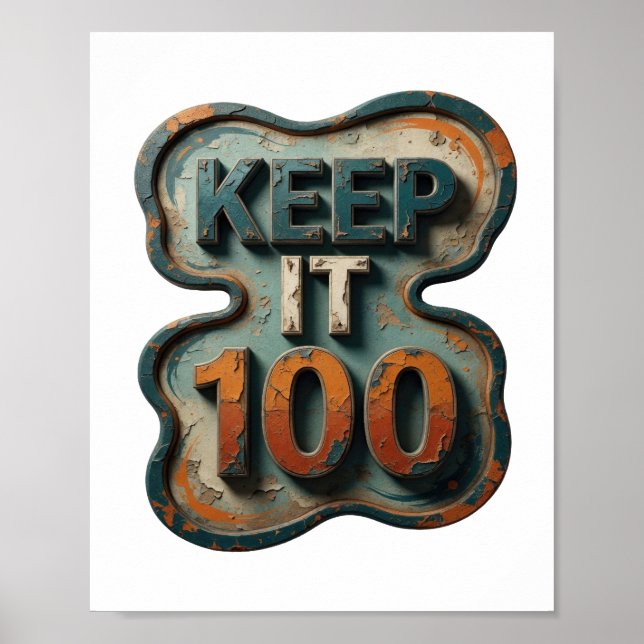 Poster Belo Azul MANTENHA 100 Design de Texto (Frente)