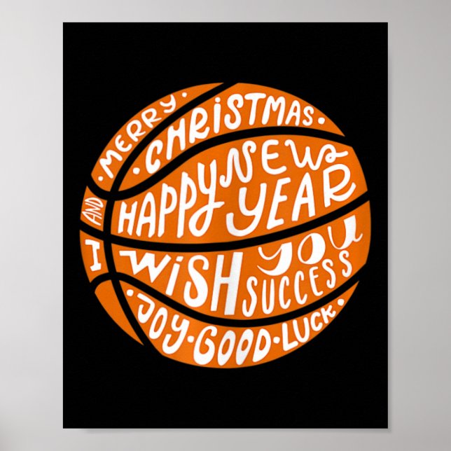 Poster Belo Basquete Feliz Feliz ano novo De Natal Ta (Frente)
