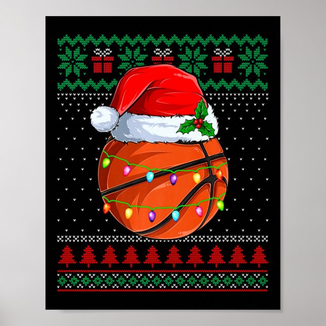 Poster Belo Basquete Natal Feio Doce Santa Hat (Frente)