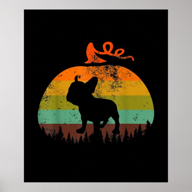 Poster Belo Buldogue Francês | Presente de abóbora (Frente)