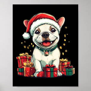 Poster Belo Bull Terrier Santa Hat Engraçado Natal Natal 
