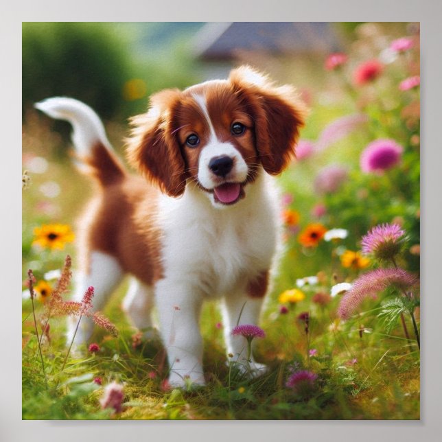 Poster belo cachorrinho Brittany (Frente)