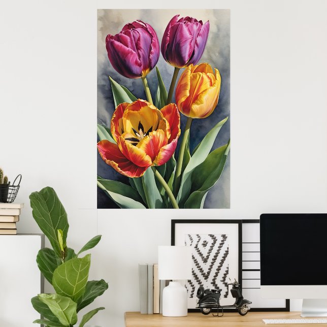 Poster Belo Campo de Tulipas Romântica (Escritório em casa)