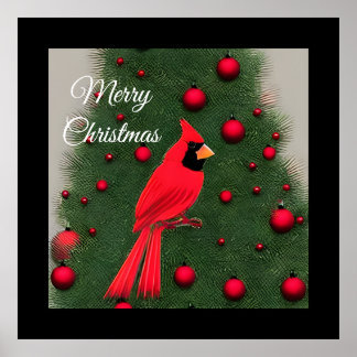 Poster Belo Cardeal Vermelho de Natal