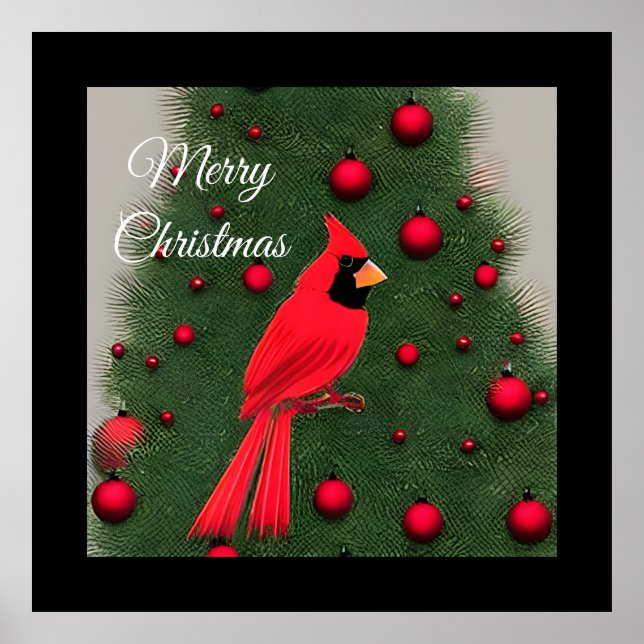 Poster Belo Cardeal Vermelho de Natal (Frente)