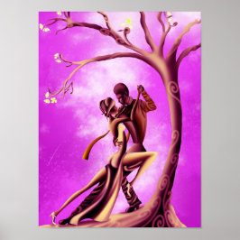 Poster Belo Casal Dança Tango à Lua