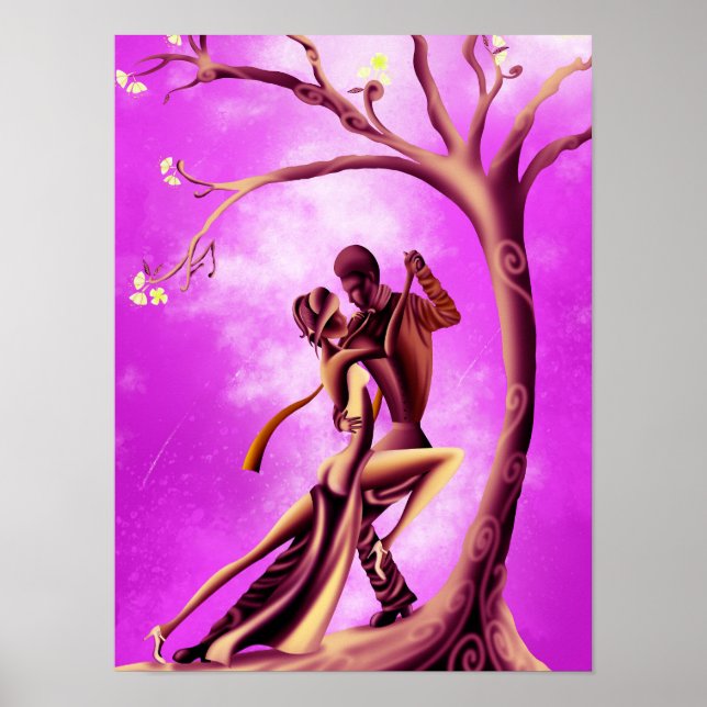 Poster Belo Casal Dança Tango à Lua (Frente)