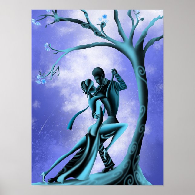 Poster Belo Casal Dança Tango à Lua (Frente)