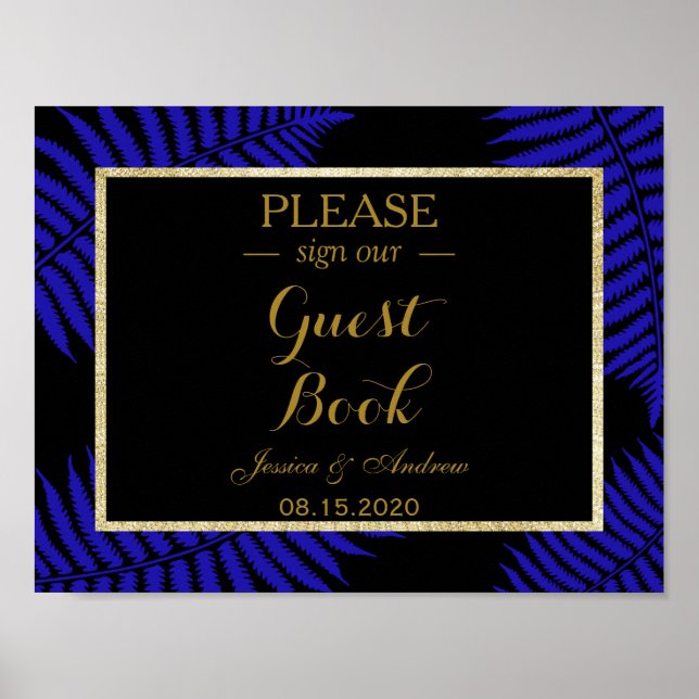 Pôster Belo Casamento de Folha Azul Bracken (Frente)