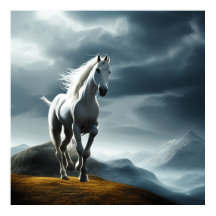 Belo cavalo branco selvagem nas montanhas