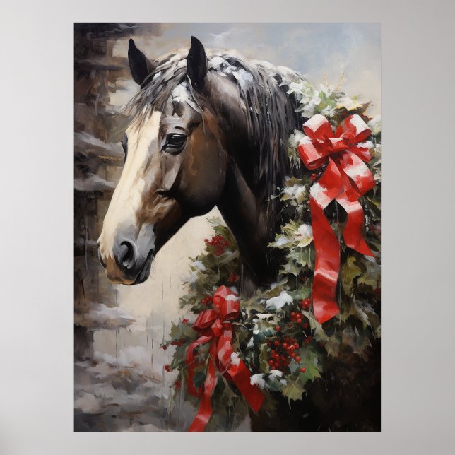 Poster Belo Cavalo com o Natal da Terra do Inverno (Frente)