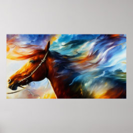 Poster Belo cavalo galopando arte abstrato moderna