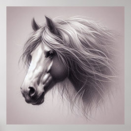 Poster Belo cavalo Lápis desenhando decoração de casa