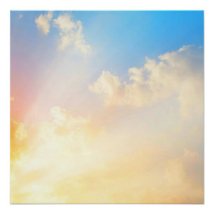 Pôster Belo céu azul com nuvens, beleza da natureza