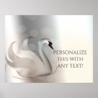 Belo Cisne Branco & Prata Elegante Chic Personaliz