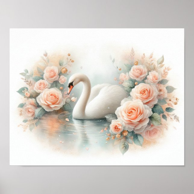 Poster Belo Cisne & Pintura de Rosas (Frente)