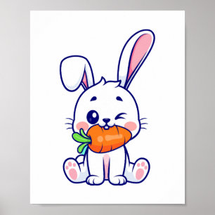 Poster Belo Coelhinho Rosto Floral Óculos de Cabeça Feliz
