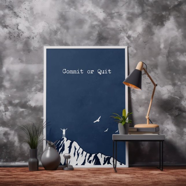 Poster Belo Comprometimento Azul Ou Sair Da Motivação (Criador carregado)