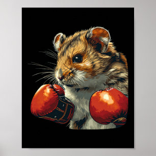 Poster Belo Costume De Boxer De Hamster Com Luvas De Boxi