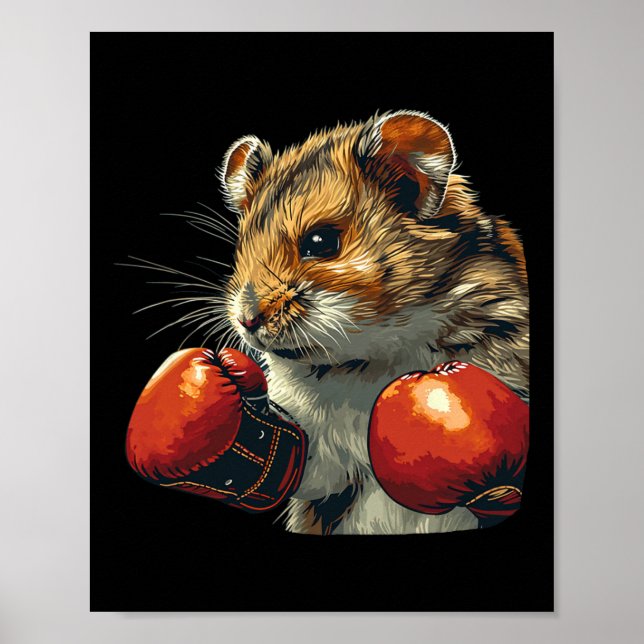 Poster Belo Costume De Boxer De Hamster Com Luvas De Boxi (Frente)