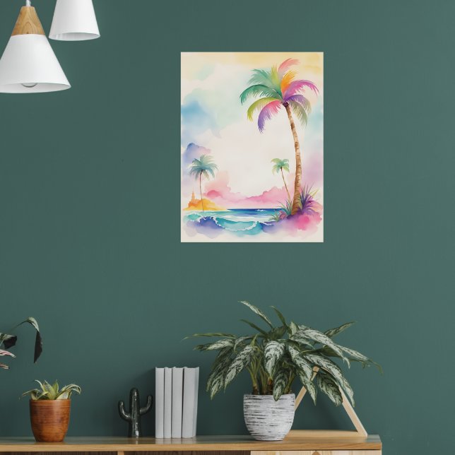 Poster Belo desenho das árvores tropicais (Sala de Estar 1)
