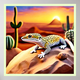 Poster Belo Design de Leopardo do Deserto Gecko