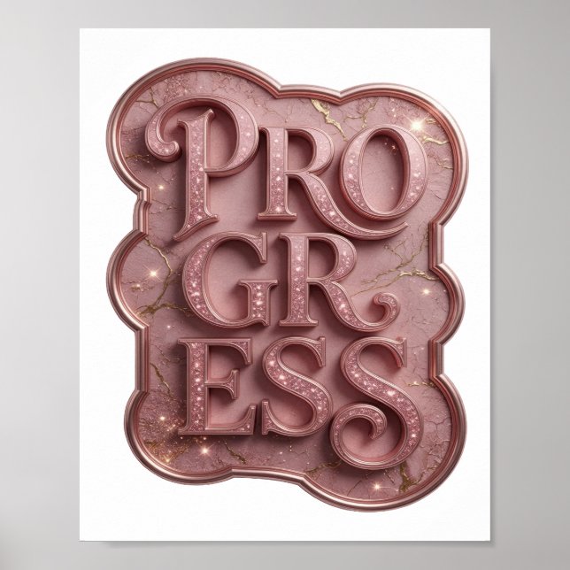 Poster Belo Design de Texto PROGRESSO Rosa (Frente)