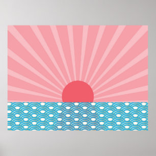 Poster Belo design moderno do nascer do sol do ano novo