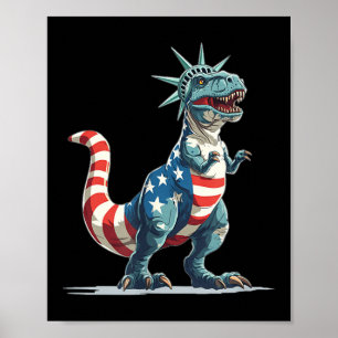 Poster Belo Dinossauro Na Estátua Da Liberdade Para Roupa