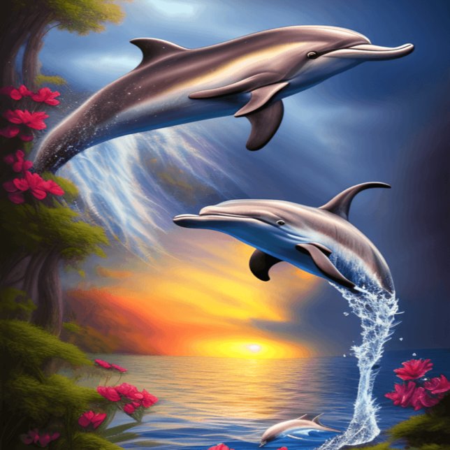 Poster Belo Duo de Golfinhos no Paraíso (Criador carregado)