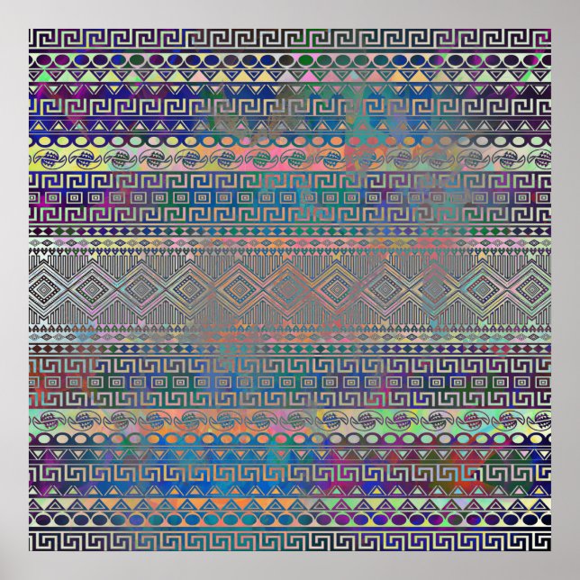 Poster Belo e legal padrão geométrico asteca (Frente)
